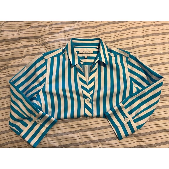 Foxcroft Women’s Heritage Non-Iron 100% Cotton 3/4 Sleeve Button Down Shirt  12P - Picture 6 of 9